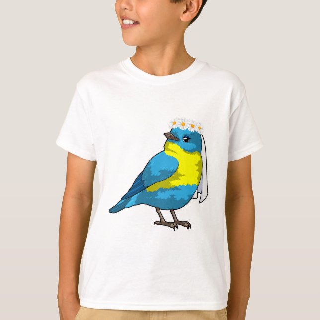 Bird as Bride with Wreath of Blume T-Shirt (Vorderseite)