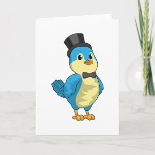 Bird as Groom with Ribbon Karte