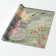 BIRD AUF BRANCH MIT VOLLSTÄNDIGEM MONDWAGENpapier