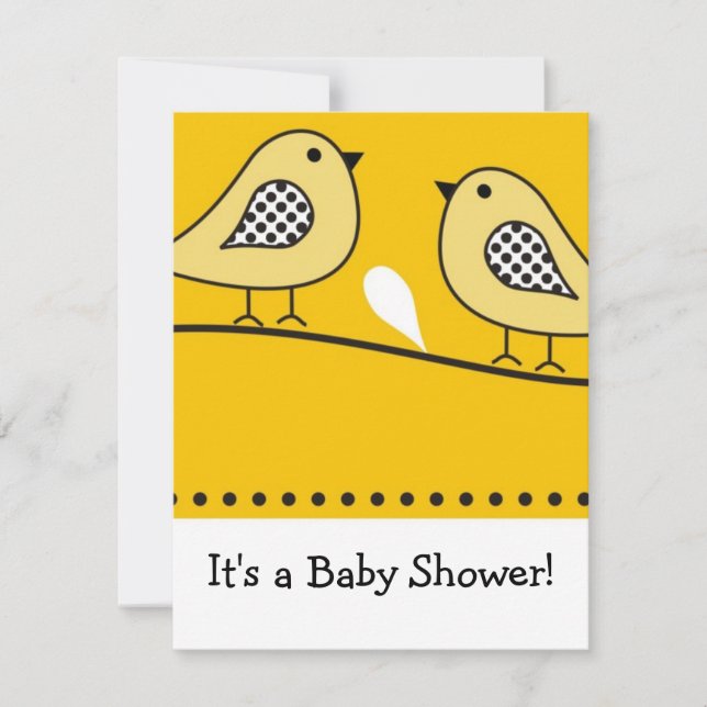 Bird Baby Shower Einladung::Gelb Einladung (Vorderseite)