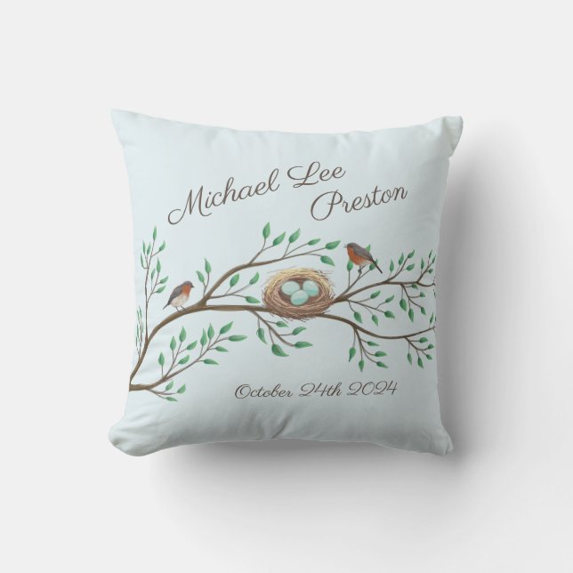 Bird Baby Shower Spring Kissen (Vorderseite)