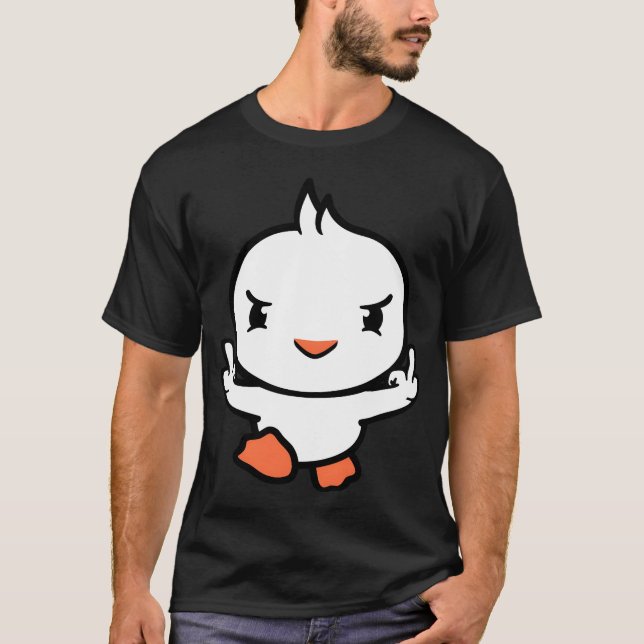 Bird Bad Middle Finger Show Evil Boy Insult Funny  T-Shirt (Vorderseite)