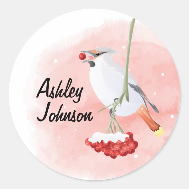 Bird Berry Runder Aufkleber (Vorderseite)