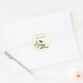 Bird Birthday Runder Aufkleber