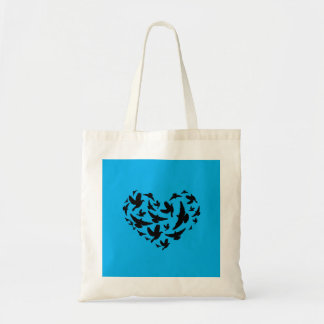 Bird blue and black tote bag personalise tragetasche