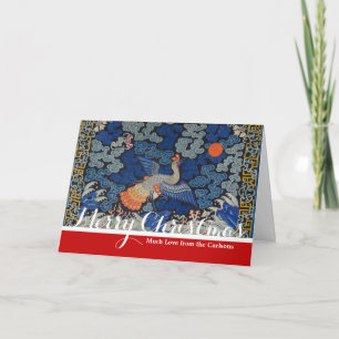 Bird Blue Chinesisch Stickerei Vintag Feiertagskarte
