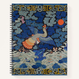 Bird Blue Chinesisch Stickerei Vintag Notizbuch