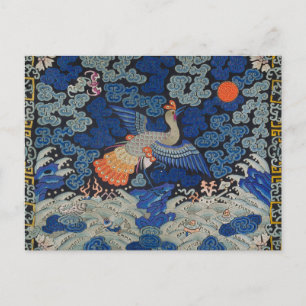 Bird Blue Chinesisch Stickerei Vintag Postkarte