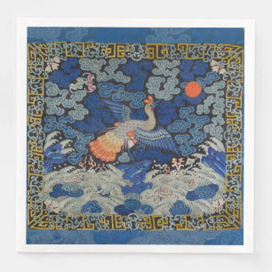 Bird Blue Chinesisch Stickerei Vintag Serviette