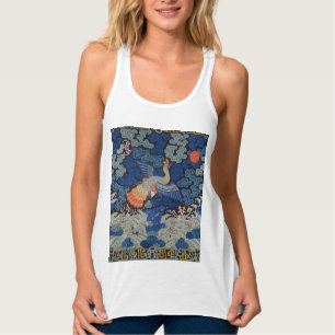 Bird Blue Chinesisch Stickerei Vintag Tank Top