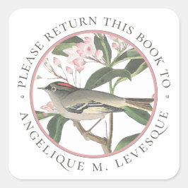 Bird-Blume Book Custom Buchzeichen Personalisiert Quadratischer Aufkleber