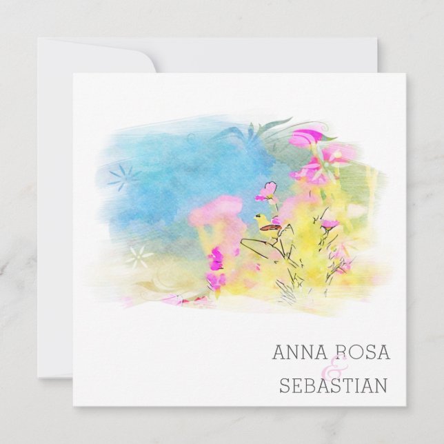 *~* Bird Blume Künstlerisch AR12 QR FOTO UAWG Wedd Einladung (Vorderseite)