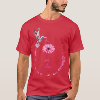 Bird Blume Ribbon Pink Faith Breast Cancer Awaren T-Shirt