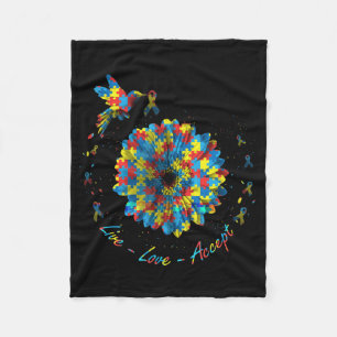 Bird Blume Ribbon Puzzle Live Liebe Akzeptieren Au Fleecedecke