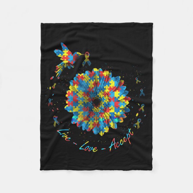 Bird Blume Ribbon Puzzle Live Liebe Akzeptieren Au Fleecedecke (Vorderseite)