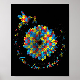 Bird Blume Ribbon Puzzle Live Liebe Akzeptieren Au Poster