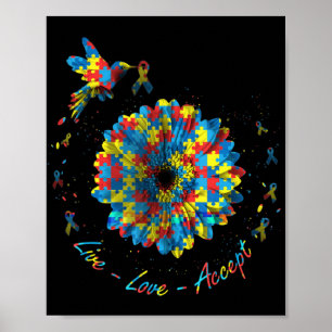 Bird Blume Ribbon Puzzle Live Liebe Akzeptieren Au Poster