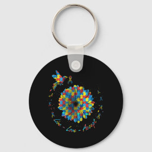 Bird Blume Ribbon Puzzle Live Liebe Akzeptieren Au Schlüsselanhänger