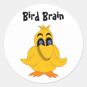 Bird Brain Funny Sprichwort Runder Aufkleber