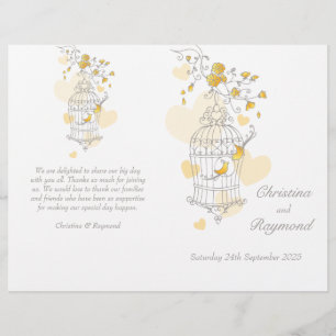 Bird cage gelb grau großes Hochzeitsprogramm