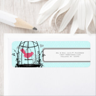 Bird Cage Pink Bird Musical Notes and Heart