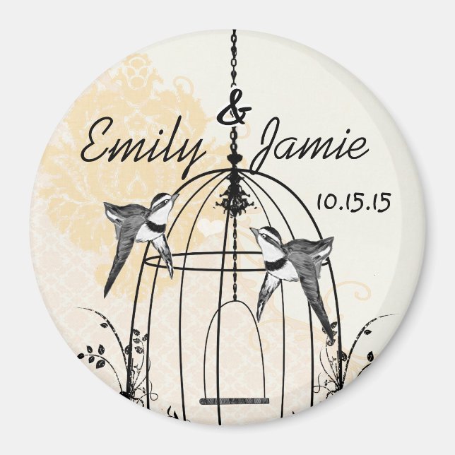 Bird Cage Wedding Stickers oder Anpassen Magnet (Vorne)