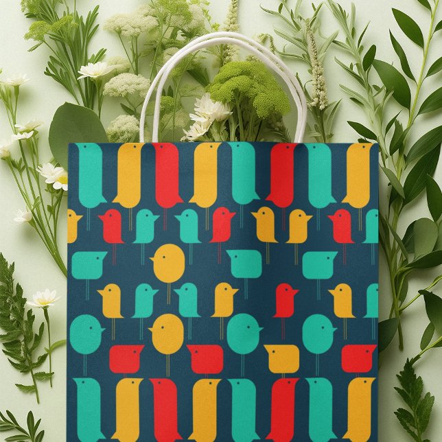 Bird Cartoon Mittlere Geschenktüte (gift bag, birthday surprise gift bag, teddy bear gift bag, wine gift bag, travel bag, use and throw )