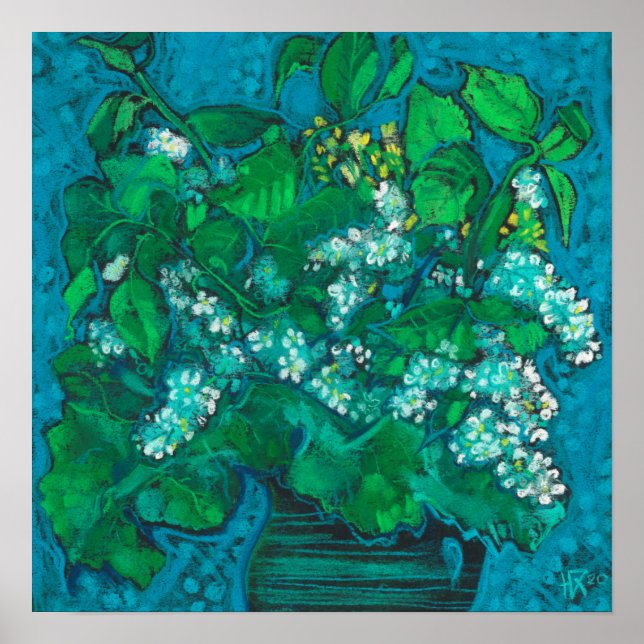 Bird Cherry Blume Blossom Blumenpastellfarbe Poster (Vorne)