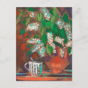 Bird Cherry Blume Blossom Blumenpastellfarbe Postkarte