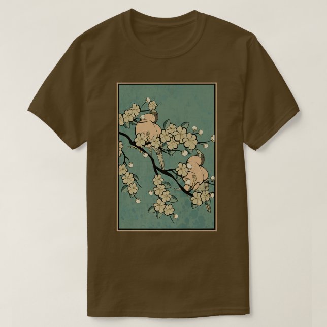 Bird Cherry Blütenbaum Japanischer Sakura Retro T-Shirt (Design vorne)