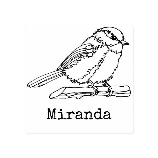 Bird Chickadee Songbird Mit Monogramm Name Gummistempel (Prägung)
