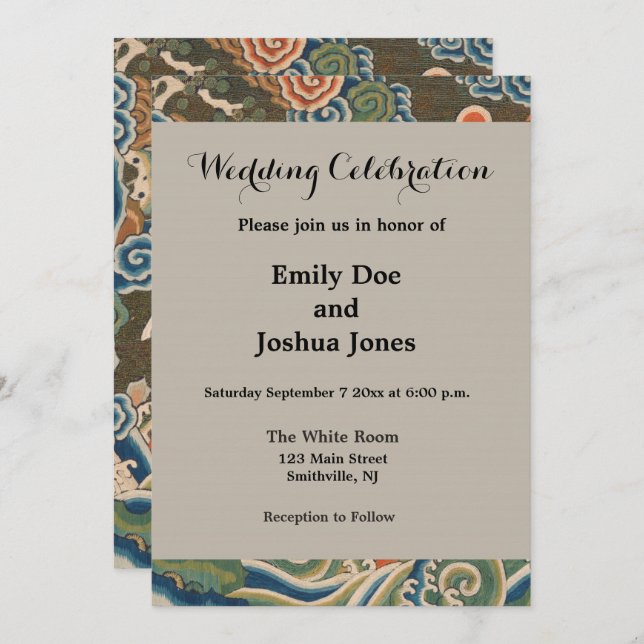 Bird Chinese Antique Decor Einladung (Vorne/Hinten)