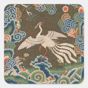 Bird Chinese Antique Decor Quadratischer Aufkleber