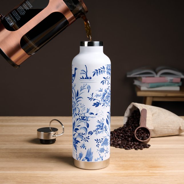 Bird Chinoiserie French Toile Trinkflasche (Kaffee)