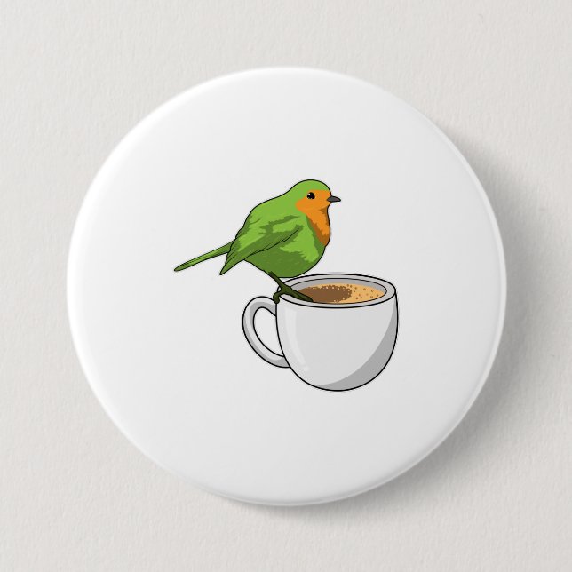 Bird Coffee Cup Button (Vorderseite)