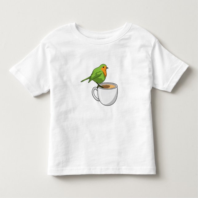 Bird Coffee Cup Kleinkind T-shirt (Vorderseite)