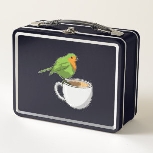Bird Coffee Cup Metall Brotdose