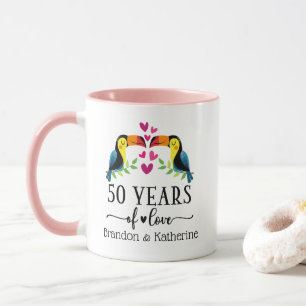Bird Couple Matching Tasse zum 50. Jubiläum