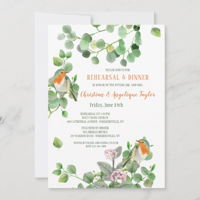 Bird Couple Probe Dinner Einladung (Vorderseite)