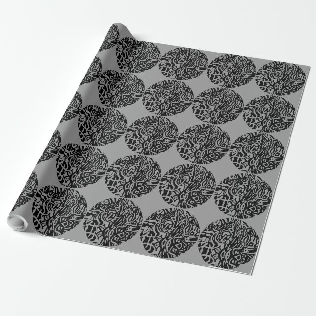 "Bird Creature" B&W Abstrakt Geschenkpapier (Ungerollt)