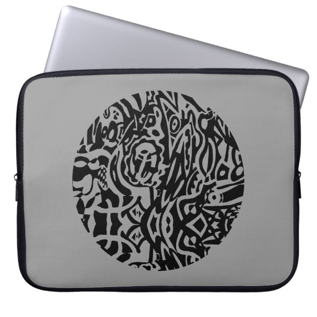 "Bird Creature" B&W Abstrakt Laptopschutzhülle (Vorderseite)