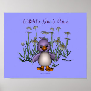Bird Daisisies Kids Room Personalisiert Wall Poste Poster