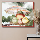 Bird Family | Shelter from the Storm Canvas Print Leinwanddruck<br><div class="desc">Colorful and sweet 30"x24" canvas print of a bird family sitting under an umbrella in their nest on a tree branch,  taking shelter from the storm under a colorful umbrella.  Unique and adorable animal art that will look great in any home or office.</div>
