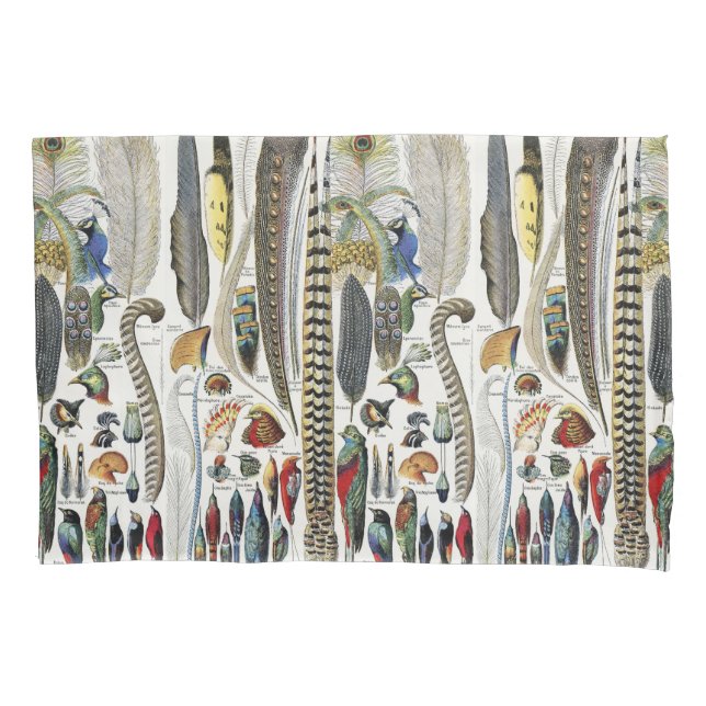 Bird Feather Wildlife Antique Feathers Art Nouveau Kissenbezug (Vorderseite)