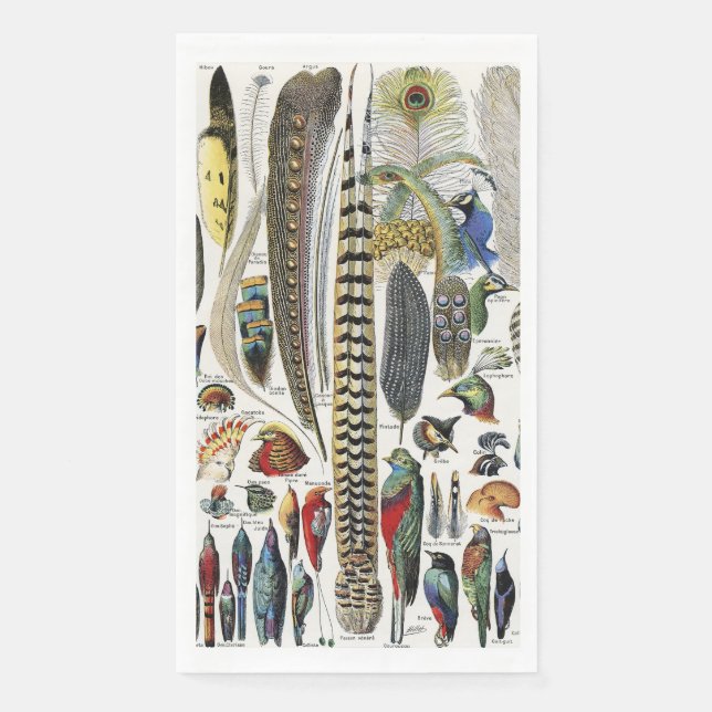 Bird Feather Wildlife Antique Feathers Art Nouveau Serviette (Vorderseite)