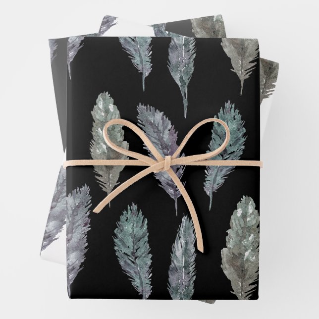 Bird Feathers Wasserfarbmuster Geschenkpapier Set (Beispiel)
