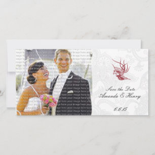 Bird & Floral Wedding speichern Sie die Datums-Fot Save The Date