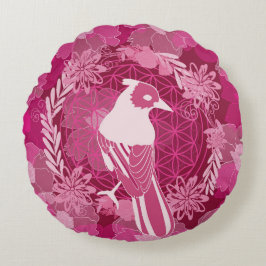 Bird flower of life rundes kissen