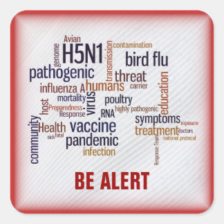 Bird Flu Awareness Feather Name Gift Tag Buchzeich Quadratischer Aufkleber