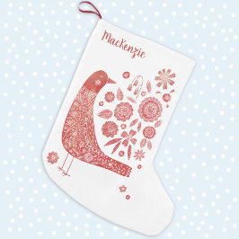 Bird Folk Art Personalisiert Kleiner Weihnachtsstrumpf